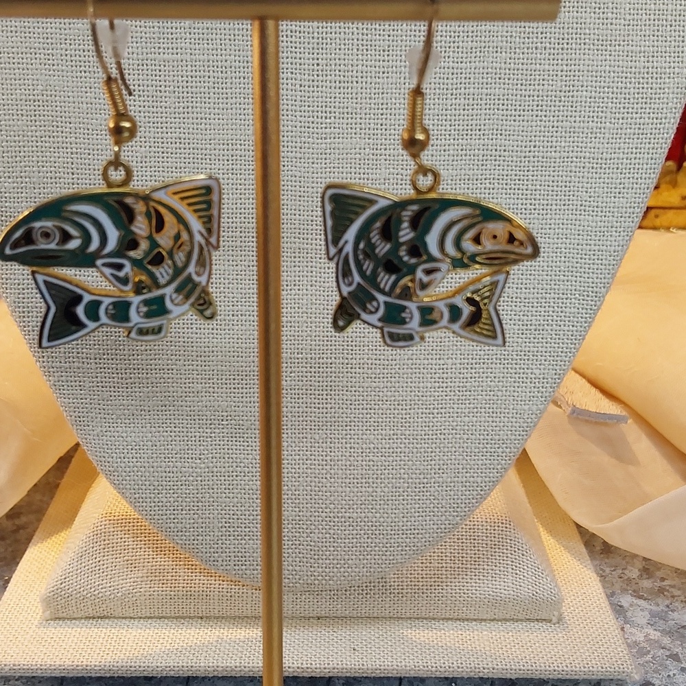 Cloisonne coy fish earrings